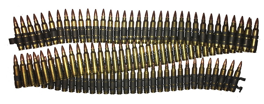 M249 Linked .223 Rem 5.56x45 NATO Dummy Rounds Snap Caps Fake Bullets J&M Spec INERT